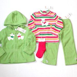 NWT Gymboree 2T top pants jacket socks Cheery All the Way green fleece